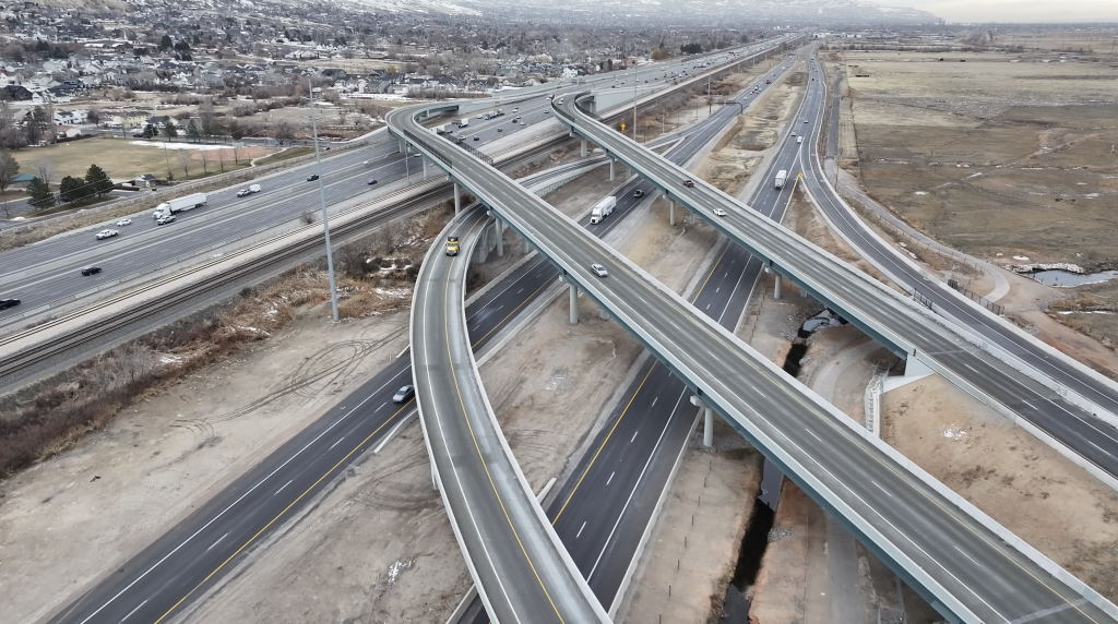 An image of West Davis Highway (SR-177) over I-15 and Legacy Parkway