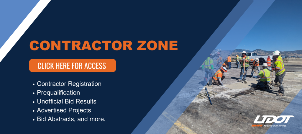 Contractor Zone is the home of contractor registration, prequalification applications, unofficial bid results, advertised projects, BVI documents, abstract reports, and more.  Click here for access.